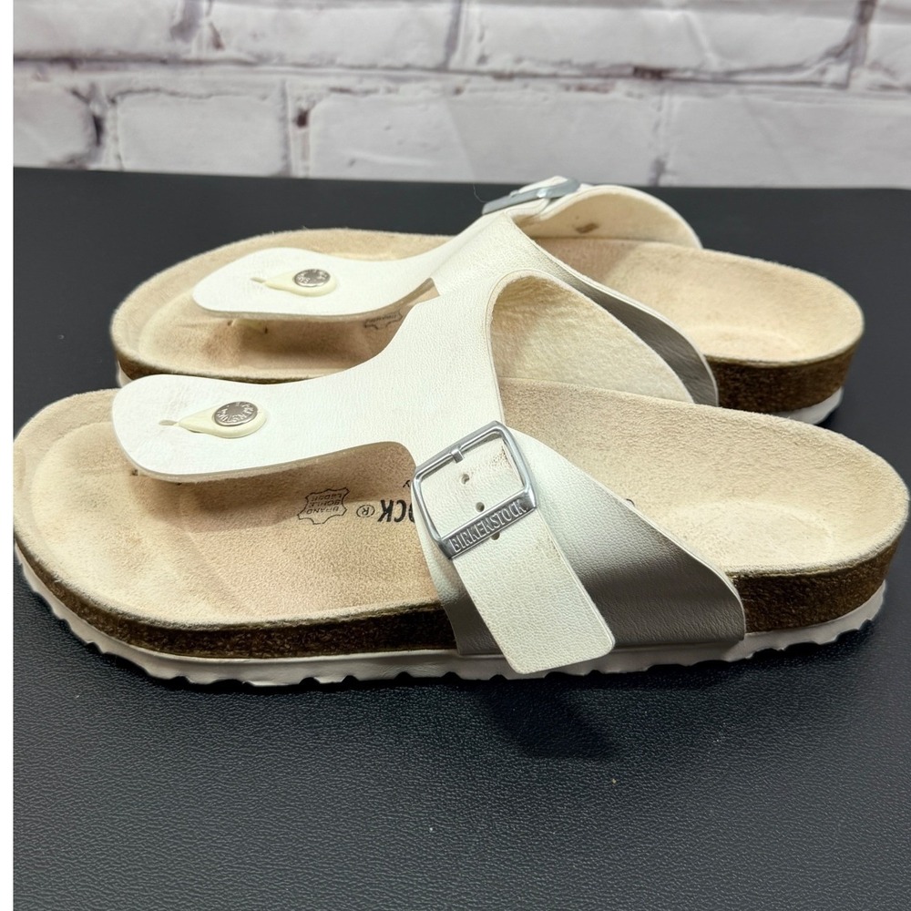 Birkenstock Gizeh Sandals Womens EU 39 US 8 White Birko-Flor Thong T-Strap Boho